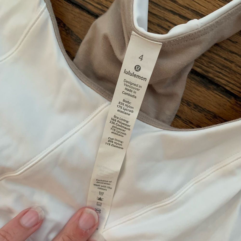 LULULEMON Court Crush Tennis Bra Top Racerback Dress White 4 - Picture 7 of 7